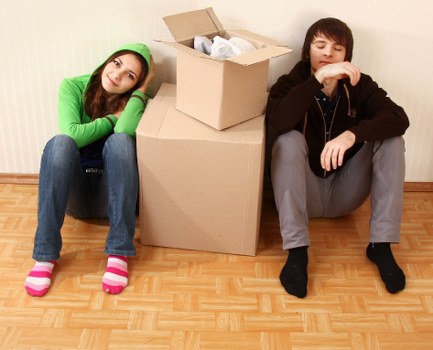 Packed household items ready for transport in a Belsize Park flat move