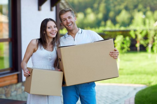 Professional movers navigating a Belsize Park residential relocation