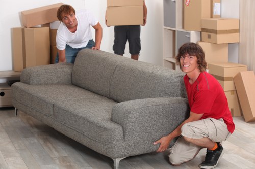 Prepared moving boxes and essentials for a Belsize Park home relocation